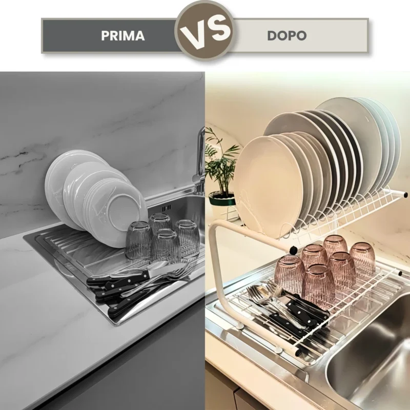 Prima e dopo con Scolì Kesirio per una cucina più ordinata