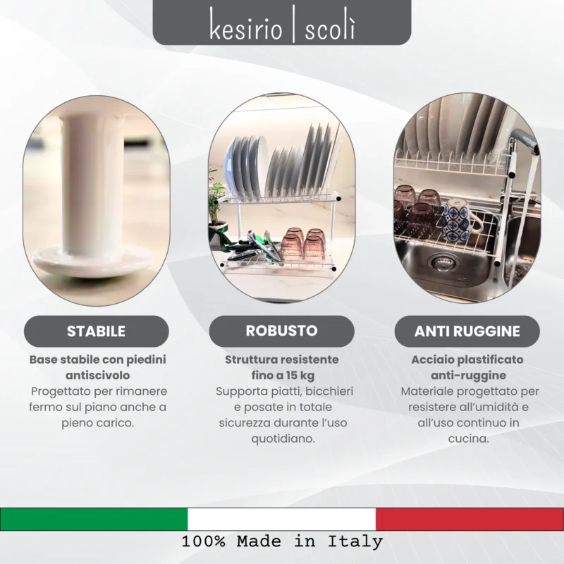 Scolì scolapiatti Kesirio stabile robusto e antiruggine