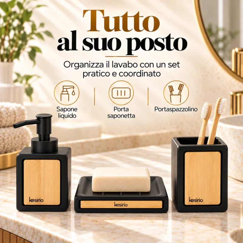 kesirio set bagno 3 pezzi ceramica bambu 10 | Kesirio