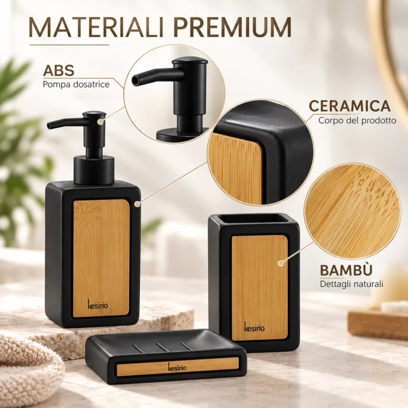 kesirio set bagno 3 pezzi ceramica bambu 4 | Kesirio