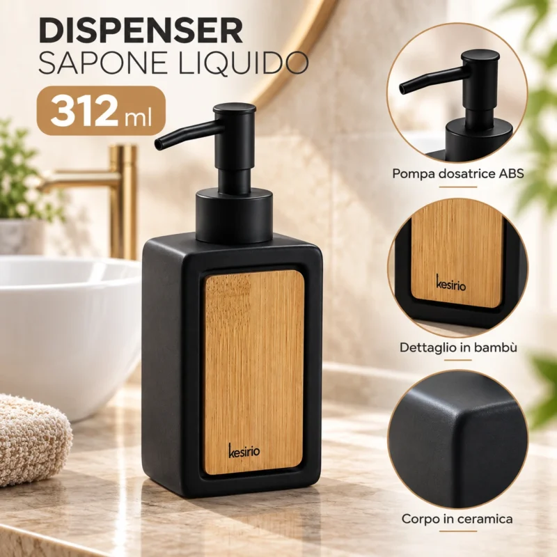 kesirio set bagno 3 pezzi ceramica bambu 6 | Kesirio
