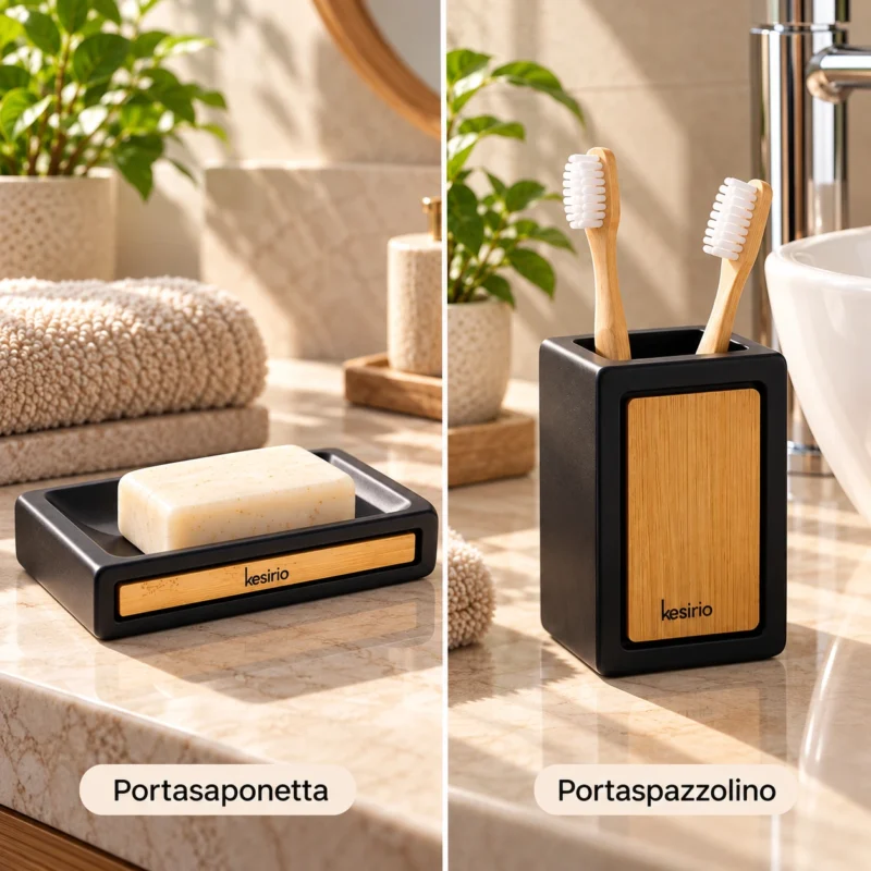 kesirio set bagno 3 pezzi ceramica bambu 7 | Kesirio