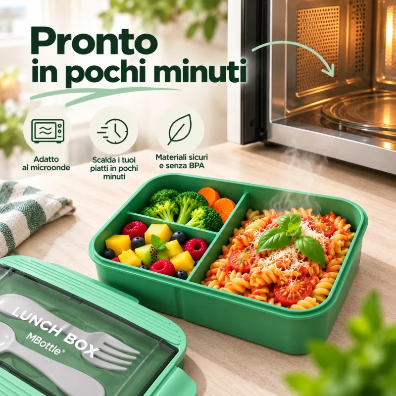 Portapranzo con posate adatto per il microonde